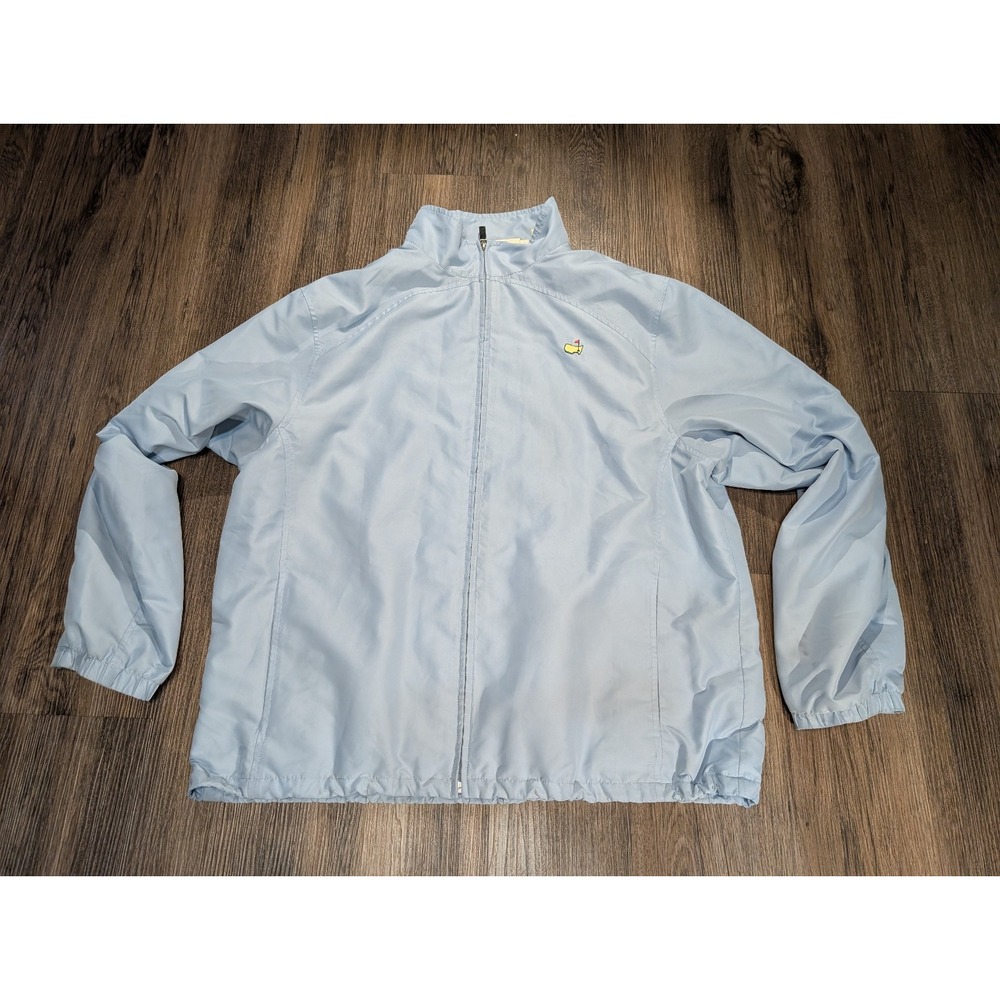 Magnolia Lane Windbreaker Masters Logo Golf Full Zip Jacket Lightweight Blue L